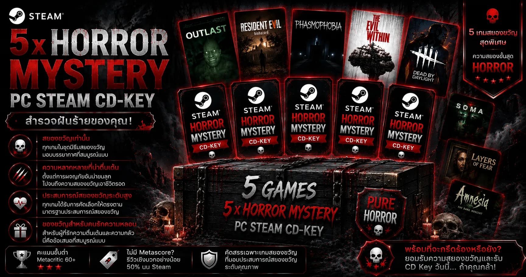 5 x Horror Mystery PC Steam CD Key