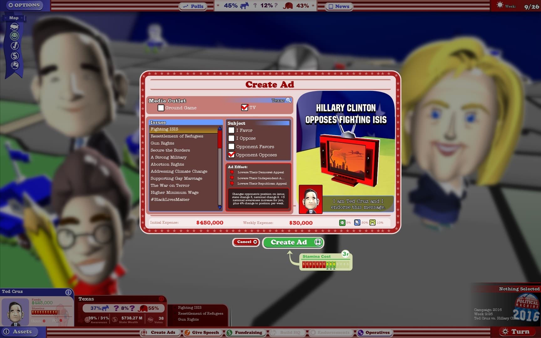 The Political Machine 2016 Steam CD Key - 2