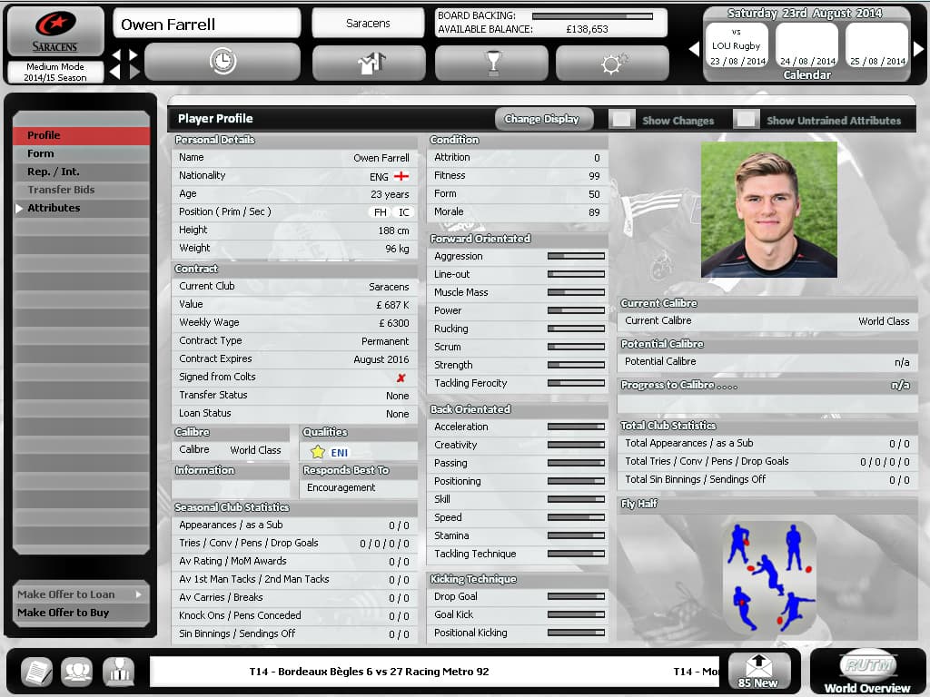 Rugby Union Team Manager 2015 PC Steam CD Key - 8
